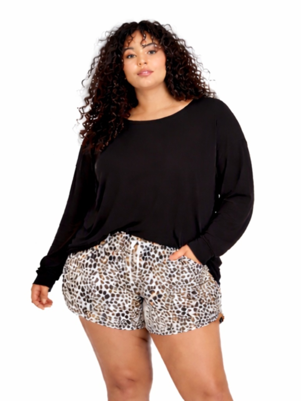 Addition Elle Leopard Print Dolphin Hem PJ Shorts – X (Fits L 10/12) EUC